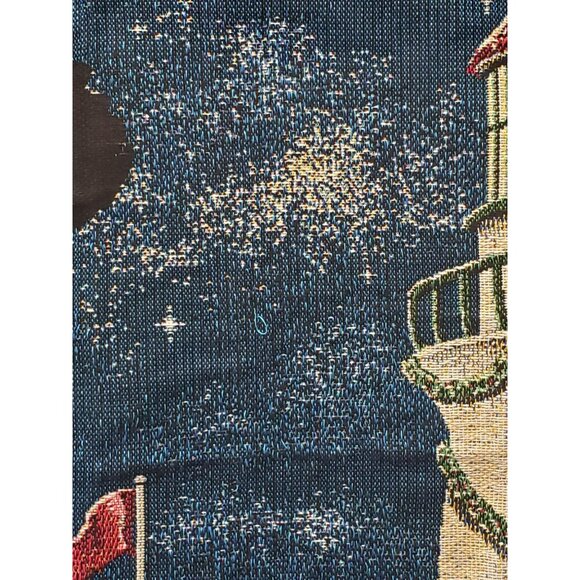 Christmas Lighthouse Woven Tapestry Throw Crown Crafts 58" X 48" Coastal Holiday - Picture 7 of 8